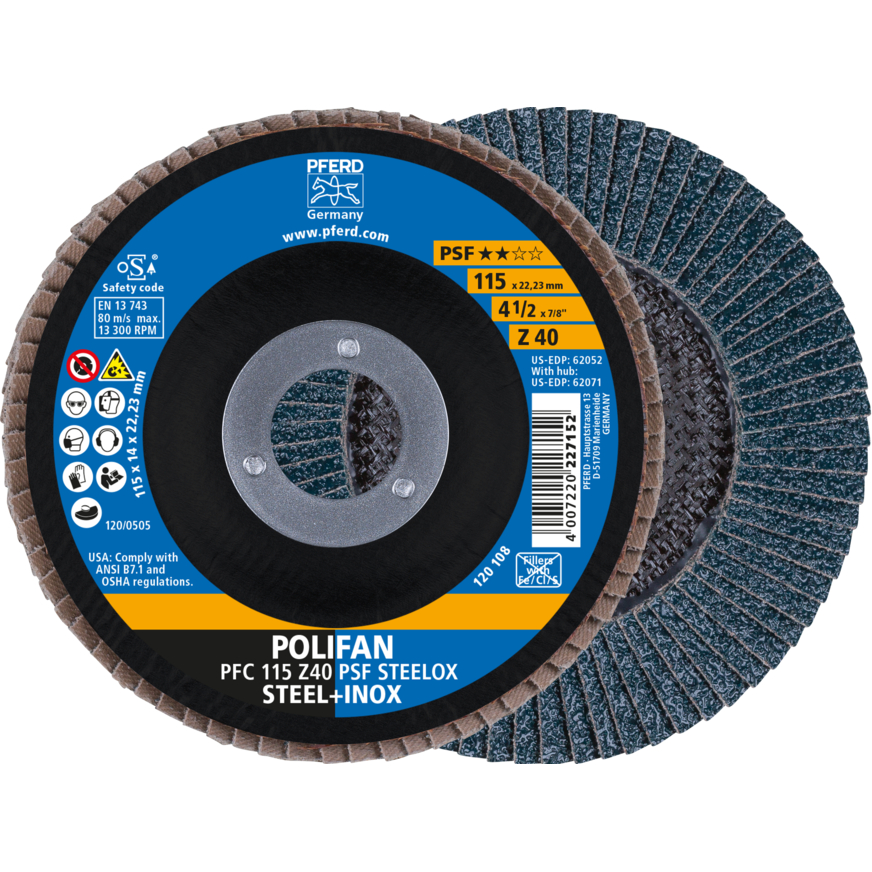 (pack Of 10) PFC115 Z40grit Z-Box Polifan Flap Discs