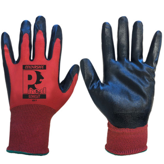 PW RED/BLACK FLEXO GRIP NITRILE PALM DIP GLOVES